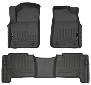 Infiniti QX56 Floor Liners - Front + Rear - Husky Liners - WeatherBeater, Front & 2nd Row - Black - 2011
